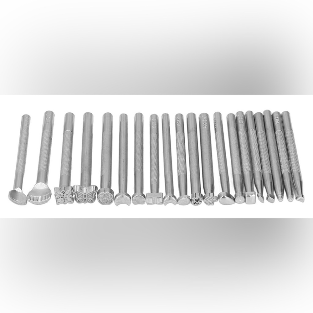 Silver Leather Punch Set - Precision Knurled Hand Tools